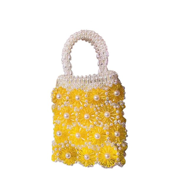 画像2: Flower Handmade Beaded Bag Handbag Tote Bag　パールフラワーハンドメイドトートショルダーバッグ (2)