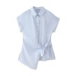 画像3: Women's knot detail shirt blouse　ノットディテール フレンチスリーブシャツブラウス (3)