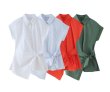画像5: Women's knot detail shirt blouse　ノットディテール フレンチスリーブシャツブラウス (5)