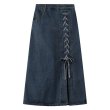 画像7: Women's Mid-length lace-up denim skirt　レースアップデニム膝下ミディアム丈スカート (7)