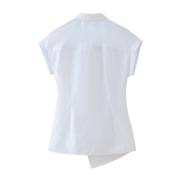 画像6: Women's knot detail shirt blouse　ノットディテール フレンチスリーブシャツブラウス (6)