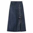 画像4: Women's Mid-length lace-up denim skirt　レースアップデニム膝下ミディアム丈スカート (4)