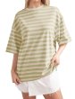 画像7: Striped drop shoulder round neck T-shirt　ストライプ ボーダードロップショルダーラウンドネックTシャツ (7)