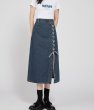画像1: Women's Mid-length lace-up denim skirt　レースアップデニム膝下ミディアム丈スカート (1)