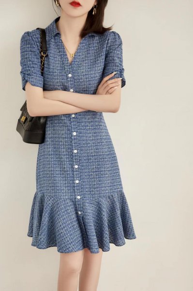 画像5: Women's French hem fishtail V-neck dress One Piece 　フレンチヘムフィッシュテール V ネックドレスワンピース (5)