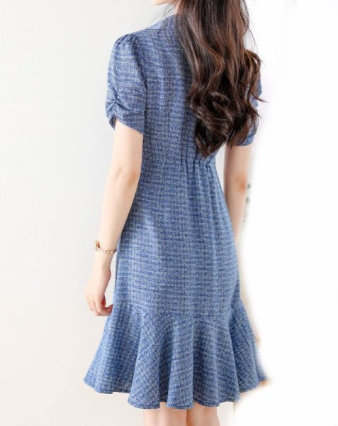 画像4: Women's French hem fishtail V-neck dress One Piece 　フレンチヘムフィッシュテール V ネックドレスワンピース (4)