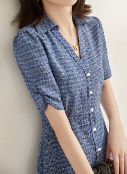 画像3: Women's French hem fishtail V-neck dress One Piece 　フレンチヘムフィッシュテール V ネックドレスワンピース (3)