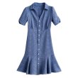 画像2: Women's French hem fishtail V-neck dress One Piece 　フレンチヘムフィッシュテール V ネックドレスワンピース (2)