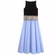 画像1: Women's Panel color - Color matching high-end contrast stitch sleeveless long dress 　パネルカラ― カラーマッチングハイエンドコントラストステッチノースリーブロングドレスワンピース (1)