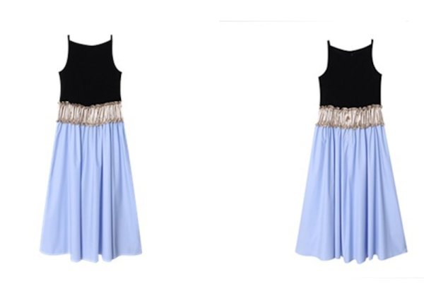 画像5: Women's Panel color - Color matching high-end contrast stitch sleeveless long dress 　パネルカラ― カラーマッチングハイエンドコントラストステッチノースリーブロングドレスワンピース (5)