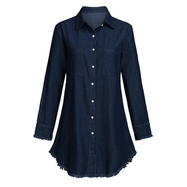 画像4: Women's  Denim fringe tunic dress　デニムフリンジチュニックワンピースドレスプラスサイズあり (4)