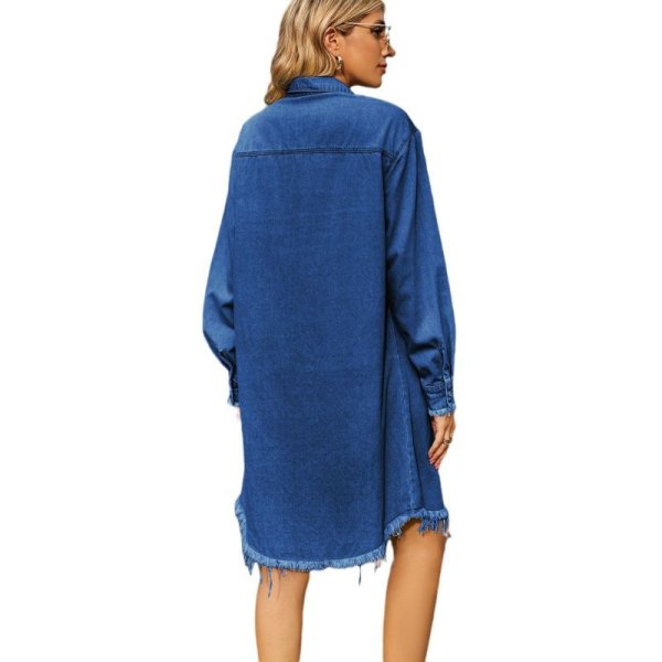 画像5: Women's  Denim fringe tunic dress　デニムフリンジチュニックワンピースドレスプラスサイズあり (5)