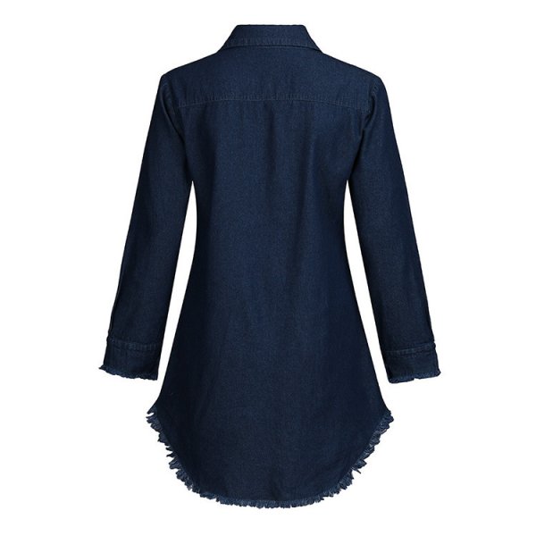 画像3: Women's  Denim fringe tunic dress　デニムフリンジチュニックワンピースドレスプラスサイズあり (3)