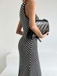 画像6: Women's Sleeveless long diagonal striped knit dress　斜めボーダーロングスリムニットワンピースドレス (6)