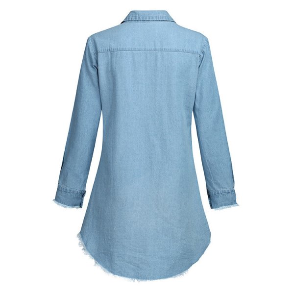 画像2: Women's  Denim fringe tunic dress　デニムフリンジチュニックワンピースドレスプラスサイズあり (2)