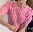 画像2: Women's Twisted rope knit puff sleeve short sleeve sweater ツイスト縄編みパフスリーブ半袖セーター (2)