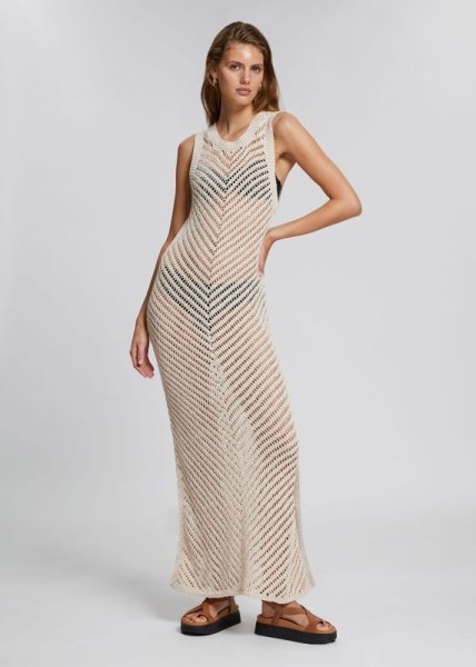 画像1: Women's Lace swimwear cover-up rash guard　レース編み水着カバーアップ ラッシュガードロング丈 (1)