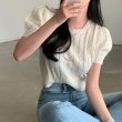 画像6: Women's Twisted rope knit puff sleeve short sleeve sweater ツイスト縄編みパフスリーブ半袖セーター (6)