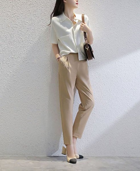 画像4: Women's Polo collar pique knit short sleeve sweater cardigan  ポロカラー半袖ピケニットセーターカーディガン (4)