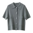画像1: Women's Polo collar pique knit short sleeve sweater cardigan  ポロカラー半袖ピケニットセーターカーディガン (1)
