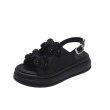 画像1: Women's Pearl flower thick soft sole leather sandals  slippers  　ユニセックスプラットフォームパールフラワー厚底サンダルスリッパ  (1)