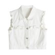 画像1: Women's Ribbon sleeveless white denim vest　リボンノースリーブホワイトデニムベスト (1)