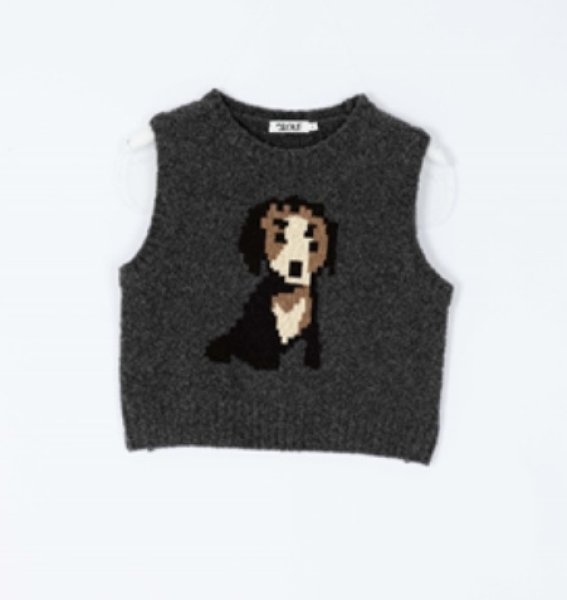 画像2: Women's  Dog-knit round neck knit vest　ドッグ編み込みラウンドネックニットベストセーター (2)