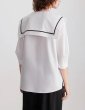 画像9: Women's Black and white contrast sailor collar 5/4 sleeve blouse　ホワイト＆ブラックのコントラストセーラーカラー5分袖ブラウス (9)