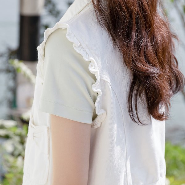 画像5: Women's Ribbon sleeveless white denim vest　リボンノースリーブホワイトデニムベスト (5)