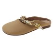 画像1: Scarf chain half pumps Sandals Shoes　フラットレザースカーフチェーン付きハーフパンプスシューズ (1)