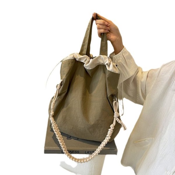 画像8: Casual pleated bucket bag Eco shopping Tote Shoulder Bag　プリーツナイロンバケットエコトートショルダーバッグ (8)