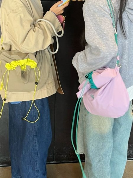 画像10: Casual pleated bucket bag Eco shopping Tote Shoulder Bag　プリーツナイロンバケットエコトートショルダーバッグ (10)