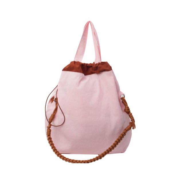 画像4: Casual pleated bucket bag Eco shopping Tote Shoulder Bag　プリーツナイロンバケットエコトートショルダーバッグ (4)