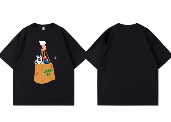 画像4: Dog Shopping Bag Print round neck T-shirt　ドッグショッピングバッグプリントラウンドネックTシャツ (4)
