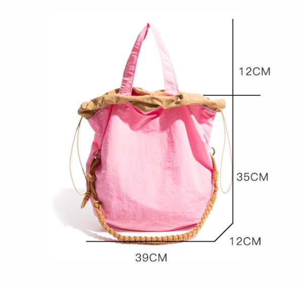 画像11: Casual pleated bucket bag Eco shopping Tote Shoulder Bag　プリーツナイロンバケットエコトートショルダーバッグ (11)