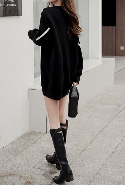 画像4: Women's  Sweatshirt Ribbon Bijou Tunic Dress 　リボンビジュースエットチュニックワンピースドレス (4)