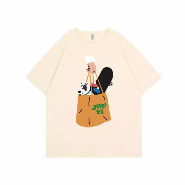 画像2: Dog Shopping Bag Print round neck T-shirt　ドッグショッピングバッグプリントラウンドネックTシャツ (2)
