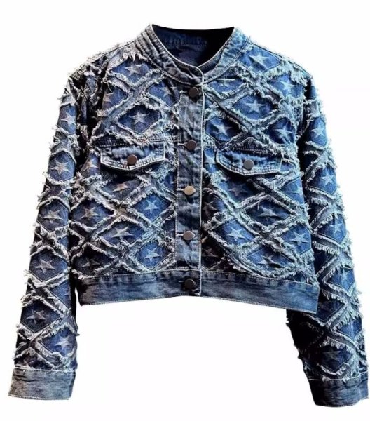 画像6: Women's Short length Star fringe denim jacket outer 　ショート丈スターフリンジデニムGジャンジャケットアウター (6)