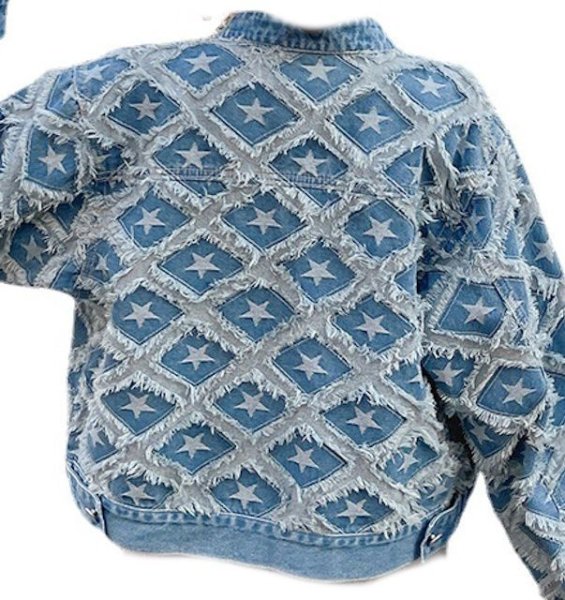 画像7: Women's Short length Star fringe denim jacket outer 　ショート丈スターフリンジデニムGジャンジャケットアウター (7)