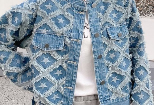 画像4: Women's Short length Star fringe denim jacket outer 　ショート丈スターフリンジデニムGジャンジャケットアウター (4)