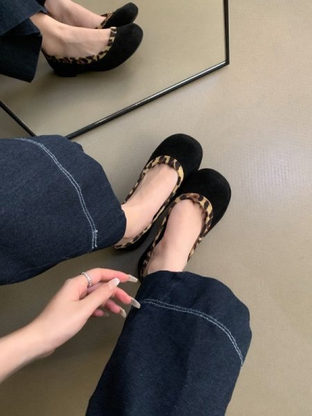 画像15: Shallow-mouth flat sole round-toe ballet shoes フラットラウンドトゥバレエシューズパンプスペタンコラクチンシューズ (15)