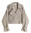 画像1: Women's  Short double-breasted windbreaker jacket, trench coat　ショートダブルブレストウインドブレーカージャケット トレンチコート (1)