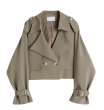 画像2: Women's  Short double-breasted windbreaker jacket, trench coat　ショートダブルブレストウインドブレーカージャケット トレンチコート (2)