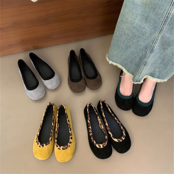 画像9: Shallow-mouth flat sole round-toe ballet shoes フラットラウンドトゥバレエシューズパンプスペタンコラクチンシューズ (9)