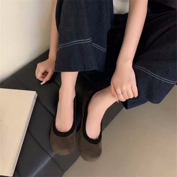 画像8: Shallow-mouth flat sole round-toe ballet shoes フラットラウンドトゥバレエシューズパンプスペタンコラクチンシューズ (8)