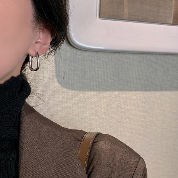 画像2: Hoop  Earring  　シルバー ゴールドフープU字型ピアス  イアリング (2)