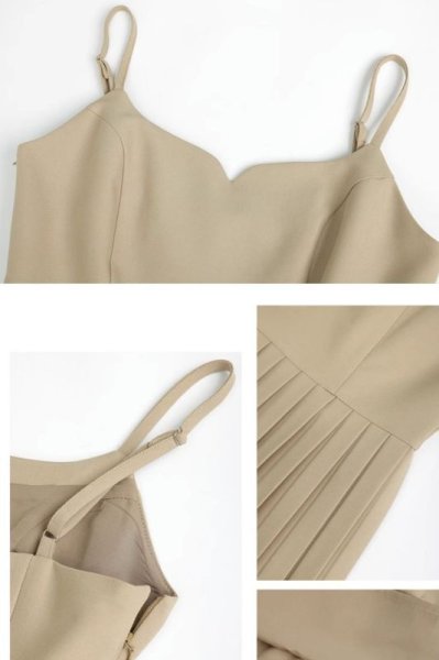 画像6: Women's  loose short lapel khaki jacket suspenders pleated skirt two-piece suit set up   ショートラペルベージュジャケットサスペンダープリーツスカートツーピーススーツセットアップ (6)