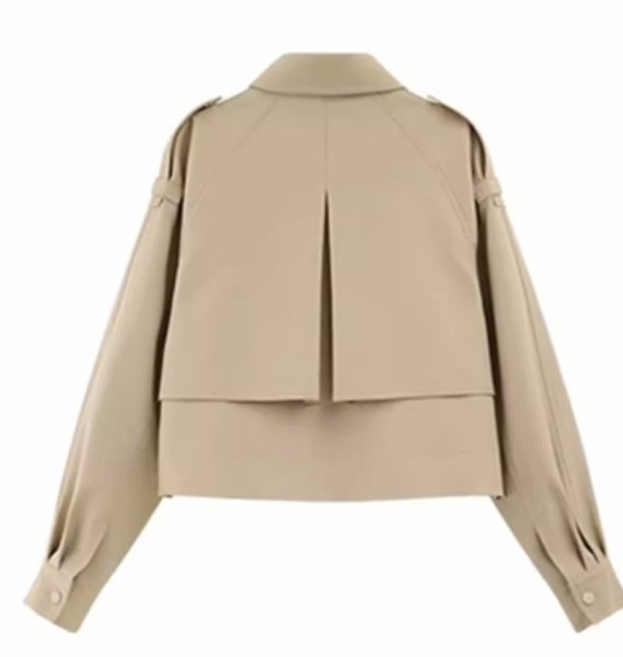 画像3: Women's  loose short lapel khaki jacket suspenders pleated skirt two-piece suit set up   ショートラペルベージュジャケットサスペンダープリーツスカートツーピーススーツセットアップ (3)