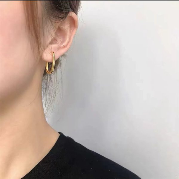 画像1: Hoop  Earring  　シルバー ゴールドフープU字型ピアス  イアリング (1)