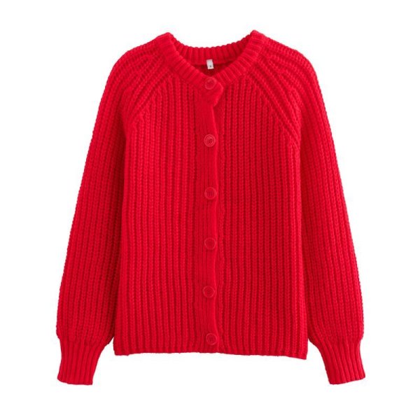 画像1: Women's French niche fashionable round neck long sleeve cardigan sweater knit　フランススタイルファッショナブル ラウンドネック長袖カーディガンセーターニット (1)